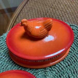 Pair Vintage Nouvelle Chicken Ramekins with lids